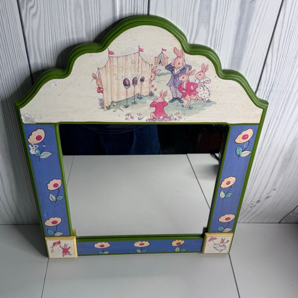 2001 Royal Doulton Bunnykins Framed Decorative Wall Mirror Nursery TeaSea RARE